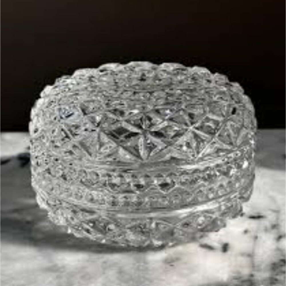 Vintage Crystal Vanity/Dresser With Lid Made By Zajecar Of Yugoslavia Beautiful
